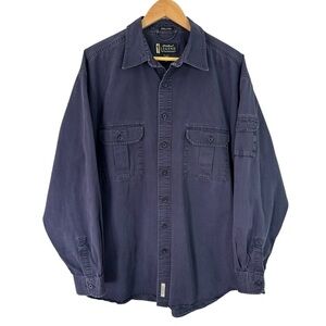 Eddie Bauer Elkhorn Chore Shirt Mens XL Tall Navy Blue Button Up 100% Cotton GUC